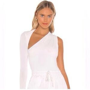 Sndys. White One-Shoulder Bodysuit Size Medium Revolve